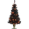 4 ft. Black Entrance Tree with String of Orange Lights