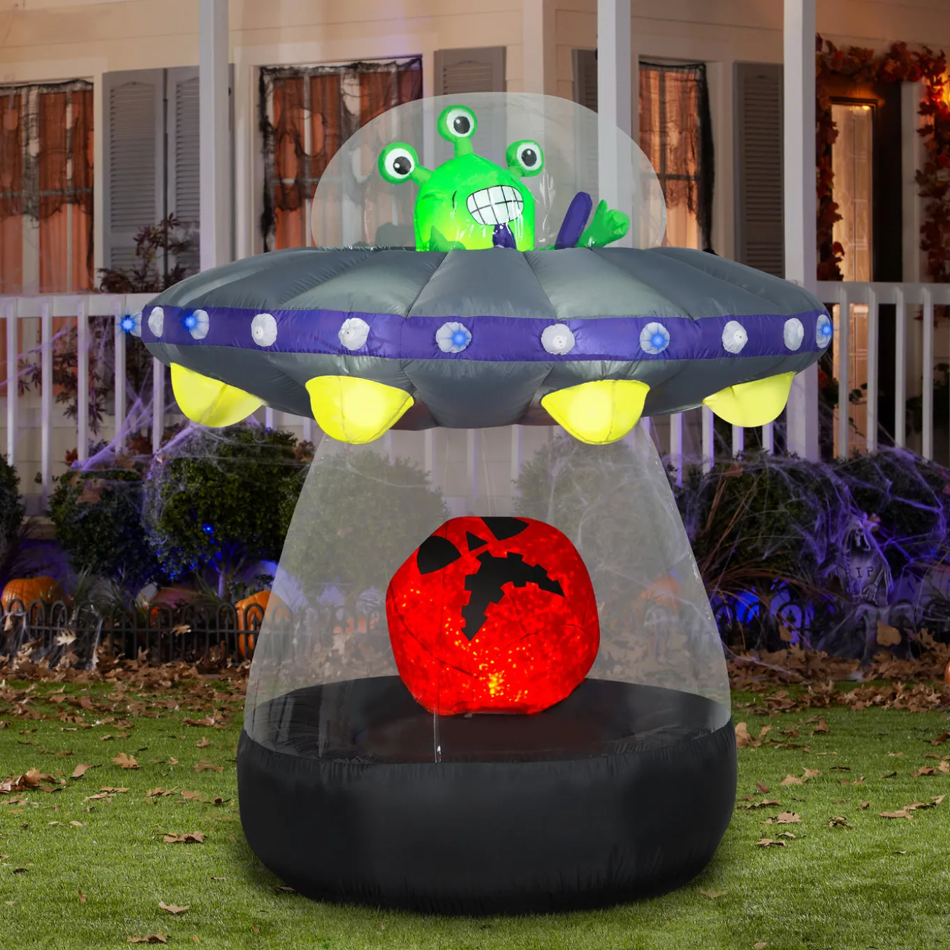 6 ft. Halloween Animated Alien Spacecraft Inflatable Decoration with LED Lights