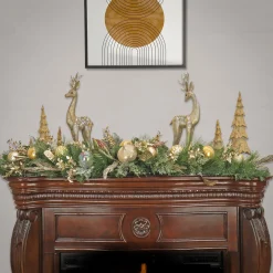 6 ft. HGTV Home Collection Champagne Wishes Mantle Swag