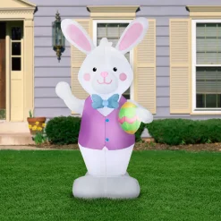 7 ft. Inflatable Easter Bunny with Egg Decoration