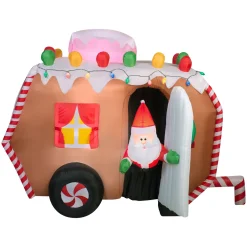 7.5 ft. Inflatable Gingerbread Trailer with Santa with LED Lights
