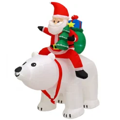 6 ft. Inflatable Santa Riding Polar Bear