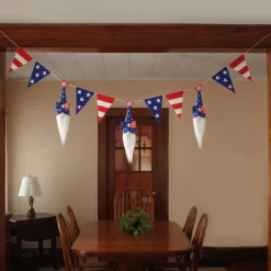 6 ft. Patriotic Flags and Blue Gnomes Garland