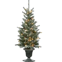 4 ft. Pre-Lit Snowy Morgan Spruce Tree with Clear Lights