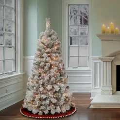 4.5 ft. Pre-Lit Acacia Flocked Tree with Clear Lights