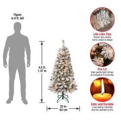 4.5 ft. Pre-Lit Acacia Flocked Tree with Clear Lights