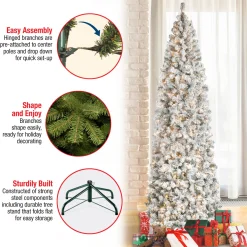 9 ft. Pre-Lit Acacia Flocked Slim Tree with Clear Lights