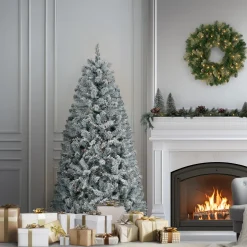 6 ft. Pre-Lit Acacia Flocked Tree with Clear Lights