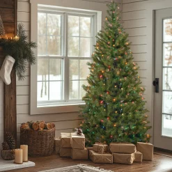 7.5 ft. Pre-Lit Aspen Spruce Slim Tree with Multicolor Lights