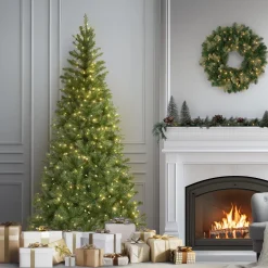 7.5 ft. Pre-Lit Aspen Spruce Slim Tree with Clear Lights