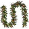9 ft. Pre-Lit Bristle Berry Pine Garland with LED Lights