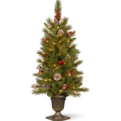 4 ft. Pre-Lit Bristle Berry Tree with Clear Lights