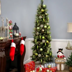 6.5 ft. Pre-Lit Carolina Pine Slim Tree with Clear Lights