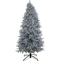 9 ft. Pre-Lit Christmas Matt Silver Silver Metallic Tree