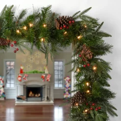9 ft. Pre-Lit Colonial Fir Garland with Clear Lights