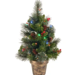 2 ft. Pre-Lit Crestwood Spruce Tree with Multicolor LED Lights