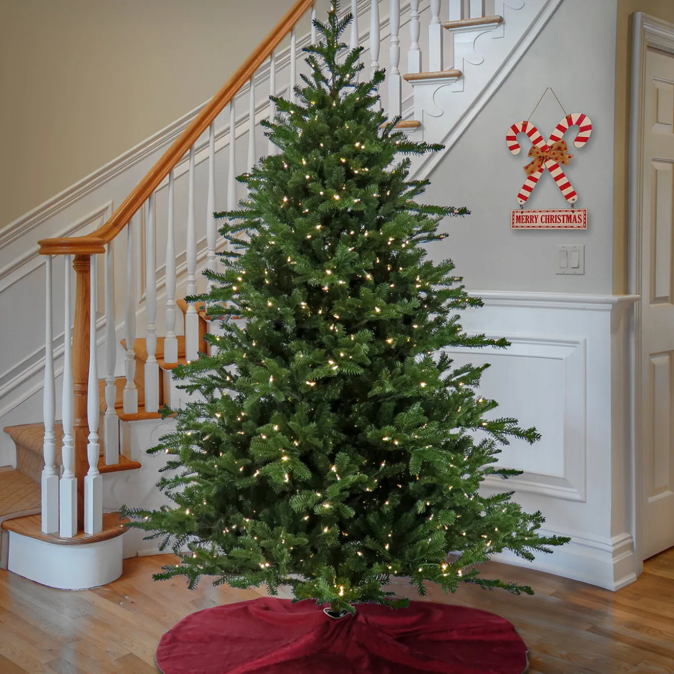 10 ft. Pre-Lit Douglas Fir Hinged Tree with Warm White LED Lights