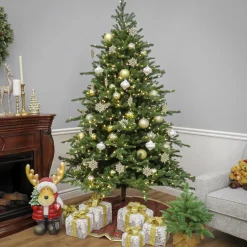 10 ft. Pre-Lit Douglas Fir Hinged Tree with Warm White LED Lights