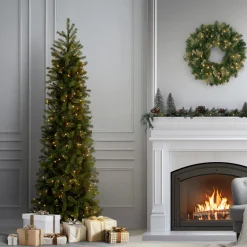 6.5 ft. Pre-Lit Downswept Douglas Fir Pencil Slim Tree with Clear Lights
