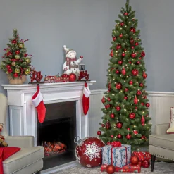 9 ft. Pre-Lit Downswept Douglas Fir Pencil Slim Tree with Clear Lights