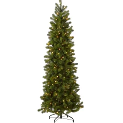 6.5 ft. Pre-Lit Downswept Douglas Fir Pencil Slim Tree with Dual Color LED Lights