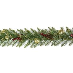 9 ft. Pre-Lit Dunhill Fir Glittery Gold Garland with LED Lights