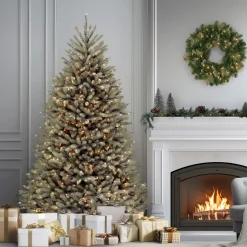 7.5 ft. Pre-Lit Dunhill Fir Snowy Blue Tree with Clear Lights