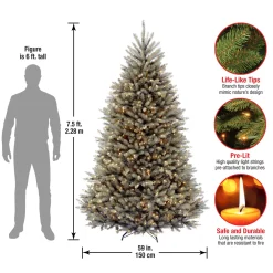 7.5 ft. Pre-Lit Dunhill Fir Snowy Blue Tree with Clear Lights