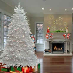 7 ft. Pre-Lit Dunhill Fir White Tree with Clear Lights