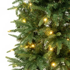 4.5 ft. Pre-Lit Duxbury Light Green Slim Tree with Warm White LED Lights