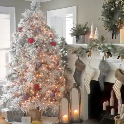 6.5 ft. Pre-Lit Flocked Bavarian Pine Tree