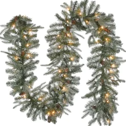 9 ft. Pre-Lit Frosted Arctic Spruce Garland with Clear Lights