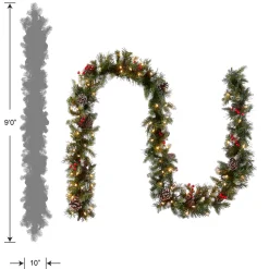 9 ft. Pre-Lit Frosted Berry Garland with Clear Lights