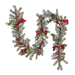 9 ft. Pre-Lit General Store Snowy Garland with LED Lights