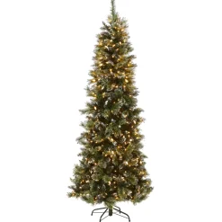 7.5 ft. Pre-Lit Glittery Bristle Slim Tree with LED Lights