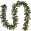 9 ft. Pre-Lit Glittery Mountain Spruce Garland with Clear Lights