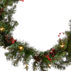 9 ft. Pre-Lit Glittery Mountain Spruce Garland with Clear Lights