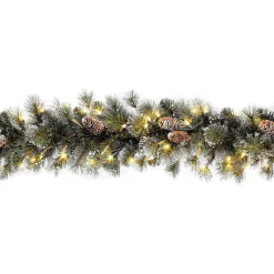 9 ft. Pre-Lit Glittery Pine Garland with Clear Lights
