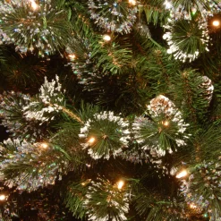 9 ft. Pre-Lit Glittery Pine Garland with Clear Lights
