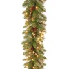 9 ft. Pre-Lit Glittery Pine Gold Garland with Clear Lights