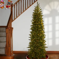 6.5 ft. Pre-Lit Grande Fir Pencil Slim Tree with Clear Lights