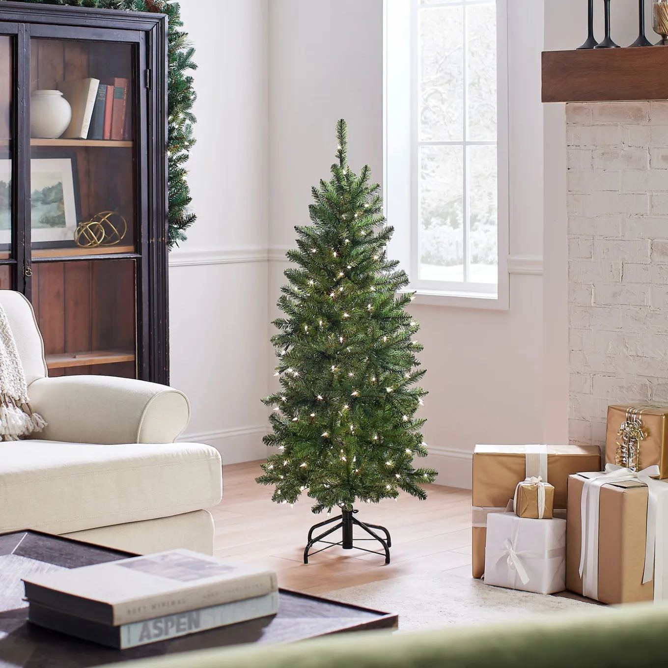 4.5 ft. Pre-Lit Kingswood Fir Pencil Tree with Clear Lights