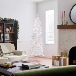 7 ft. Pre-Lit Kingswood Fir White Pencil Tree with Clear Lights