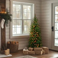 4.5 ft. Pre-Lit Kingswood Fir Pencil Tree with Multicolor Lights