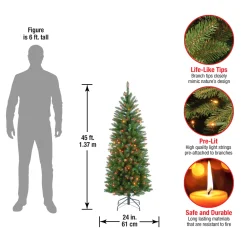 4.5 ft. Pre-Lit Kingswood Fir Pencil Tree with Multicolor Lights