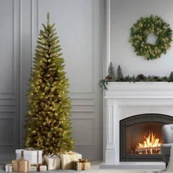 7 ft. Pre-Lit Kingswood Fir Pencil Tree with Clear Lights