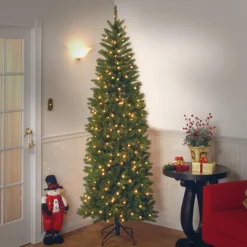 7.5 ft. Pre-Lit Kingswood Fir Slim Tree with PowerConnect Dual Color LED Lights