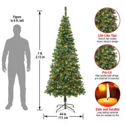 7.5 ft. Pre-Lit Linden Spruce Slim Tree with LED Lights