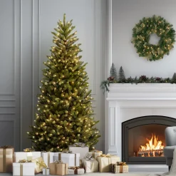 6.5 ft. Pre-Lit Natural Fraser Fir Slim Tree with Clear Lights