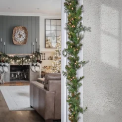 9 ft. Pre-Lit North Conway Garland with Clear Lights